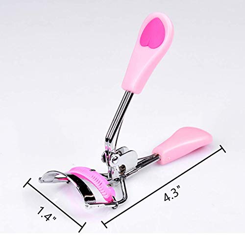 Stainless Steel Eyelash Curler with Built-in Comb Pinch Pain-Free Suitable for Any Eye Shapes and Sizes, with 5 Silicone Refill Pads (Light Pink) - Image 4