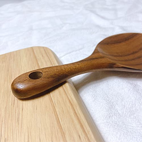 AIXXCUVQ Colheres de cozinha de teca para sopa colher de arroz cozinha espátula de madeira conjunto