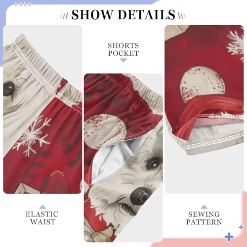 ZZXXB Xmas Bichon Snow Boys Long Pants Soft Trousers Elastic Waist Kids Lounge Bottoms with Pockets S-XL4