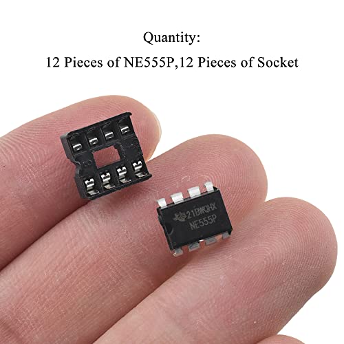 Acoeitl Ne555P Ne555N Ne555 With Sockets Single Precision Timer Ic Chip Dip8 Prototype Astable Monostable Circuits Straight Legs Not Bend Build Oscillators Alarm Systems Camera Lighting Setups 12Pcs #TOP5
