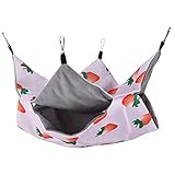 Double-Sided Comfort Design - This small pet hammock features a soft, warm crystal velvet interior for cozy naps and a high-density canvas exterior for resilience. The strawberry pattern adds a cute touch to your pet's living space, ideal for hamsters and guinea pigs.