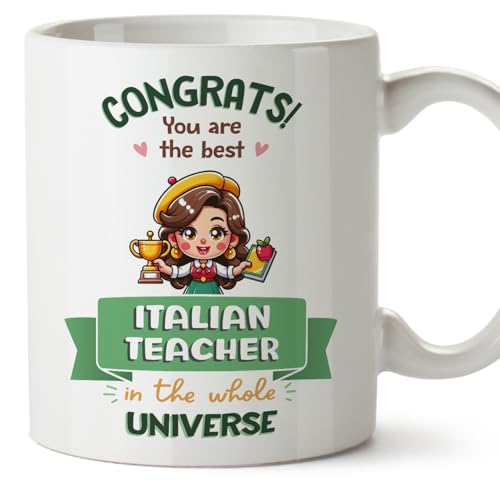 Mugffins Tasses pour PROF D'ITALIEN - En Anglais - Cadeau original femme - Best in Universe Trophy - 11 oz / 330 ml