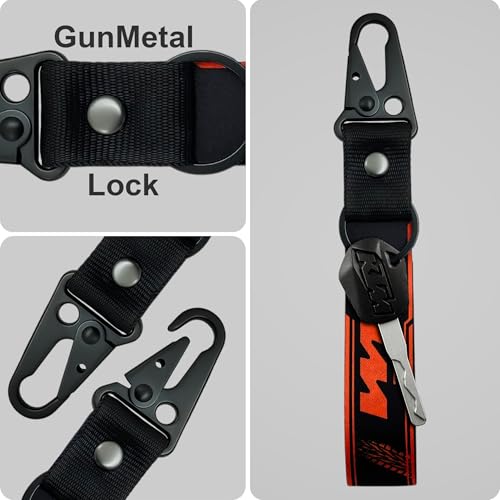 Image of SnapStrap MotoLink Carabiner Keychain Compatible with KTM Bike Strong Heavy-Duty Metal Clip with Fabric Key Ring Bike Accessory (Ebony Black)