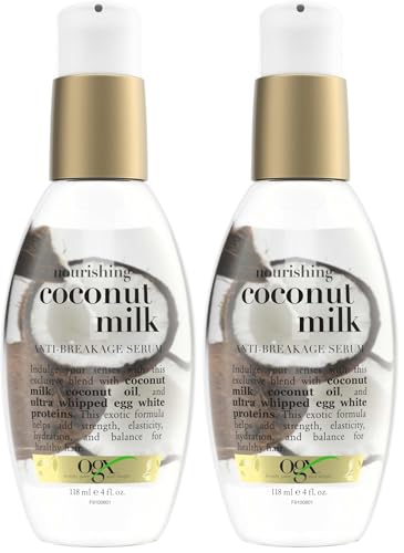 OGX Nourishing + Coconut Milk Anti-Breakage Serum, 4 Fl Oz (Pack of 2)