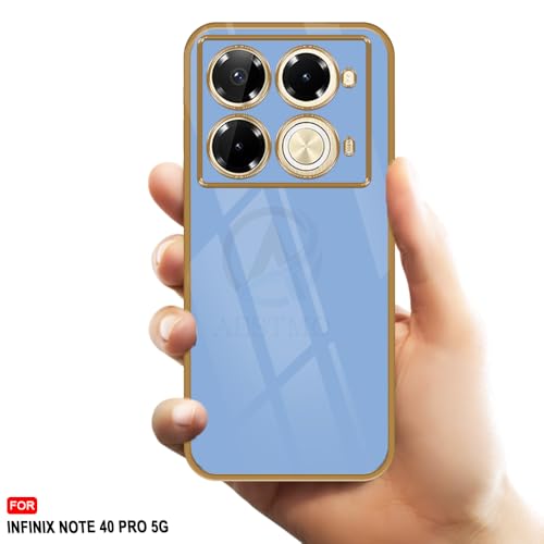 Image of AESTMO Back Case Cover for Infinix Note 40 Pro 5G Back Cover | Gold Electroplating Chrome | Raised Edges | Super Soft-Touch | Bumper Back Case for Infinix Note 40 Pro 5G (Gold & Blue)