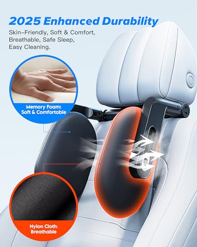 Kopfstütze Auto Kinder, Auto Nackenstütze 2026 Upgrade 360° Drehbare Reise Autokissen, 3 Punkt Verbindung Verstellbare Autositz Kopfstütze, Atmungsaktive Memory Foam Nackenkissen für Kinder/Erwachsene