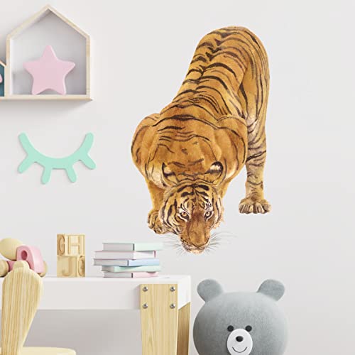 Royolam Cool Mighty Tiger Wall Decal Nursery Jungle Animal Wall Sticker Removable Peel And Stick Waterproof Wall Art Decor Stickers For Kids Baby Classroom Living Room Playing Room Bedroom #TOP1