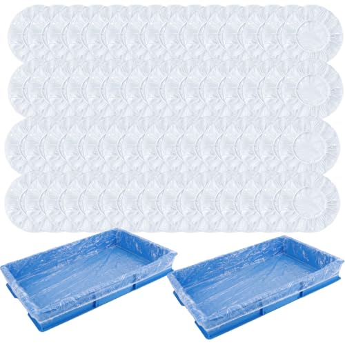Geukmun Paint Tray Liners - 60 Pack Disposable Paint Roller Tray Liners 70cm Elastic for 18 Inch Paint Trays Large Paint Pan Liners for Walls and Ceilings Painting