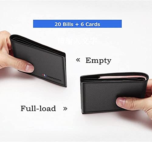 Exquisite Premium Wallets Cow Leather Small Men Portable Bifold Credit Card Holder Billfold Fashion Large Capacity Blocking Purse Wallets(Black)3