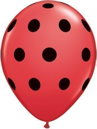 Red Polka Dot Black Spots 11 inch Qualatex Latex Balloons x 5