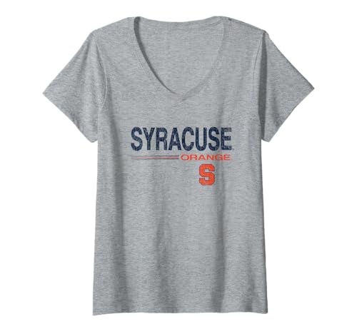 Womens Syracuse Orange Vintage Stripe Officially Licensed V-Neck T-Shirt