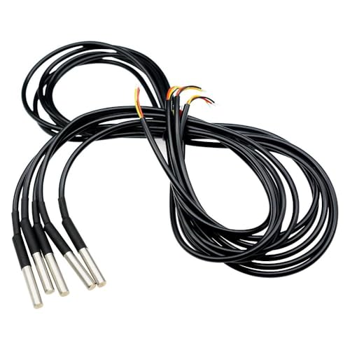 Image of Diymore DS18B20 Temperature Sensors, 5pcs 5M Waterproof Digital Probes with Stainless Steel Cable for Arduino, Raspberry Pi & Shelly Projects