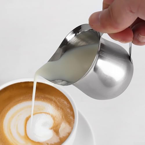 Bricco per latte in acciaio inox, ideale per caffettiere domestiche e baristi (90 ml)