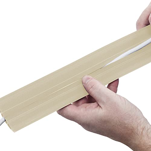 D-Line 6Ft Floor Cord Cover, Cable Protector, Extension Protect Wires & Prevent Trips, Management Solution - Cavity = 0.63" (W) X 0.31" (H) Beige #TOP3