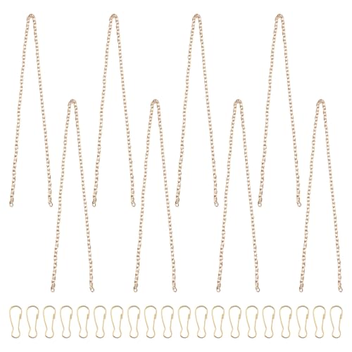 Image of Picture Hanging Kit with 8Pcs Picture Hanging Chains & 20Pcs Small Hooks, Heavy Duty Metal Display Chain for Photo Frames Artworks Mirror(Gold,50CM)