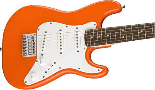 Fender Squier 3/4 Size Kids Mini Strat Electric Guitar Learn-To-Play Bundle W/ Amp, Cable, Tuner, Strap, Picks, Fender Play Online Lessons, And Austin Bazaar Instructional Dvd - Competition Orange #TOP4
