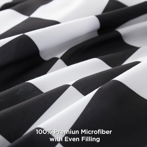 Image of Andency Checkered Comforter Full(79x90Inch), Black White Plaid Gingham Buffalo Grid Bed Set for Boys Kids Teens, 3 Pieces Lightweight Polyester Geometric Preppy Bedding