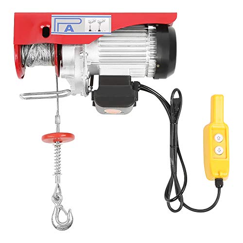Greensen 660lbs Lift Electric Hoist Crane Remote Control Power System Steel Wire Overhead Crane Garage Ceiling Pulley Winch Electric Hoist Winch AC 110V