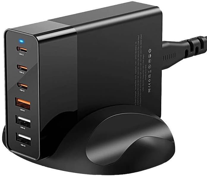 BlitzWolf BW-S25 Wall Charger showing 3 USB-C and 3 USB-A ports