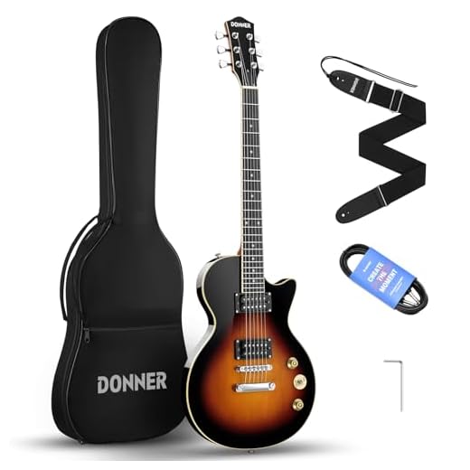 Donner Kit de Guitarra Eléctrica LP Tamaño Completo con Bolsa, Correa, Cable (Sunburst, DLP-124S)