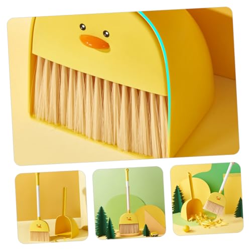 Alipis Kehrset Mini Besen und Kehrschaufel aus Kompaktes Hausarbeits Set für Sicher Langlebig für Eltern Junge Mädchen aktivitäten und Schreibtischreinigung Gelb – Bild 3