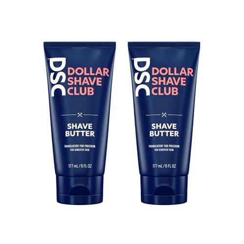 Dollar Shave Club Butter, For Sensitive Skin, A Translucent Shaving Cream & Gel Alternative, Designed Gentle Glide, Helps To Fight Razor Bumps and Ingrown Hairs (Pack of 2), Blue