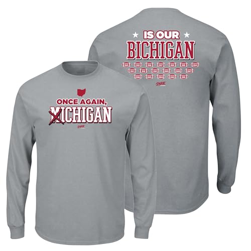 Smack Apparel Bichigan (Anti-Michigan) T-Shirt for Ohio State College Fans (SM-5XL) (Gray Long Sleeve X-Large)