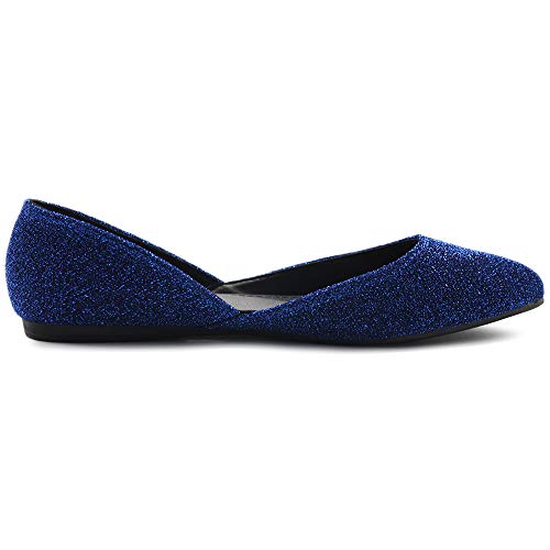 Ollio Women's Shoes Glitter Casual Comfort Light Pointed Toe Ballet Flats F1124