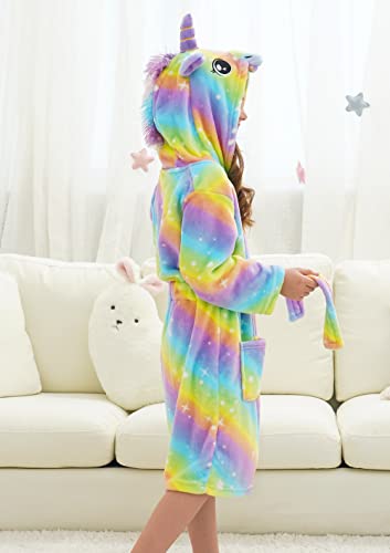 Doctor Unicorn Girls Unicorn Galaxy Stars Hooded Robe, Unicorn Gifts For Girls - Bright Rainbow Star 12-13 Years #TOP2