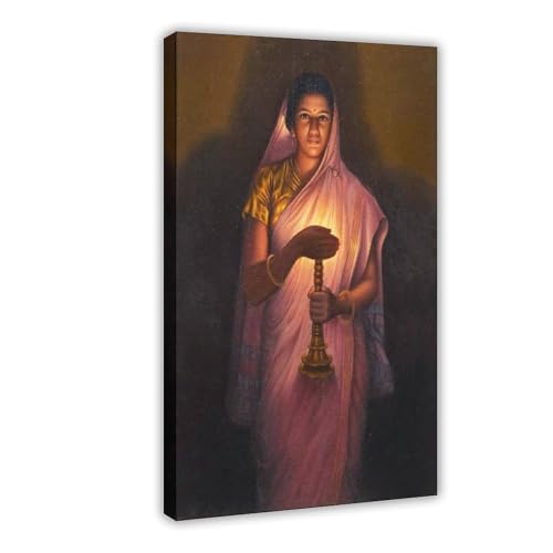 Impression sur toile femme de Raja Ravi Varma, décoration murale de bureau en 50x76 cm