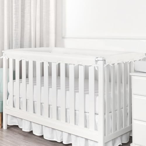 MZRON 4Pc Crib Rail Covers Sets,Rail Guard for TeethingSoft Anti-Collision Strip Corner Cover, Suits for Most Standard Bed (4pc-Gray) (white-4pc)