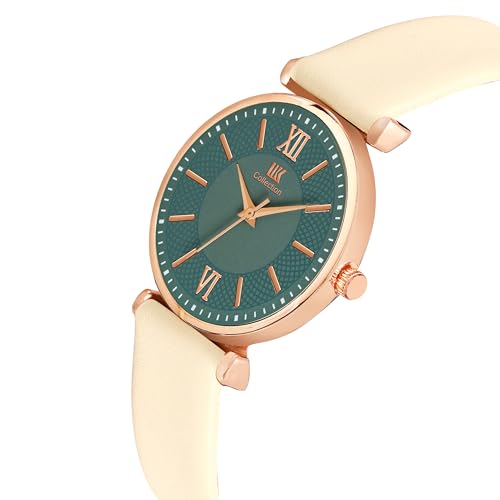 Image of IIK COLLECTION Watches for Women Round Dial |Analogue Quartz Movemnet Ladies Watch|Long Battery Life|Leather Bracelet Strap|Buckle Lock Clasp Safety Watches for Girls