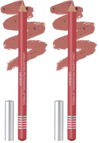 Image of Colors Queen Lip Liner Pencil | Long Lasting & Waterproof Formula | Matte Lip Liner Pencil for Women (L-06, Peach) (Pack of 2)