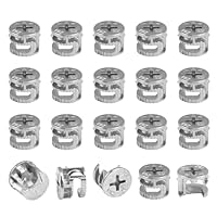 nllkii Möbelverbinder, 20 Stück, Vernickelt, Nockenbeschläge, 15 x 12 mm, für Schränke, Schubladen und Paneele