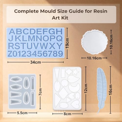 Image of 116pcs Ultimate All-in-One Resin Art Kit with 5 Silicone Moulds Dried Flowers Epoxy Raisin Materials for Making Alphabet Pendant Keychain Earrings Bookmarks & 4 inch Coaster for DIY Beginners