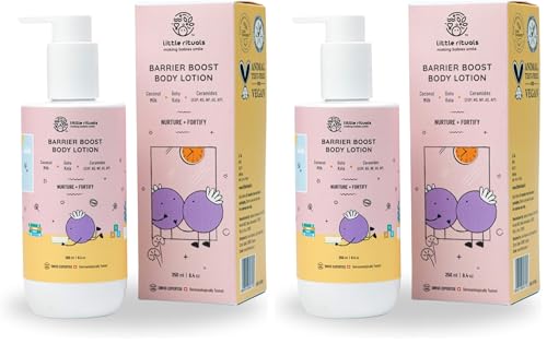 Image of Little Rituals Barrier Boost Baby Body Lotion | Ceramide, Coconut Milk, Gotu Kola | Natural, Organic, Dermat Tested, Swiss Technology | Made Safe | Moisturizing & Nourishing | 250 ml (Pack of 2)