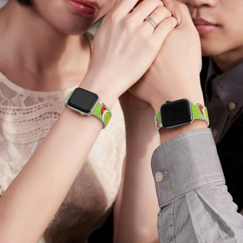 Image of Compatible with Apple Watch Band 41mm 40mm 38mm 49mm 45mm 44mm 42mm Women Girl, Christmas Hollow Soft Silicone Sports Strap For iWatch Ultra SE Series 10 9 8 7 6 5 4 3 2, Green -42