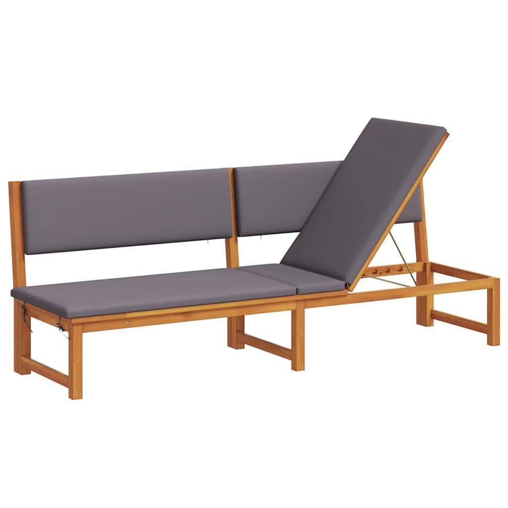 Transat de jardin vidaXL chaise longue extérieure réglable bois acacia massif