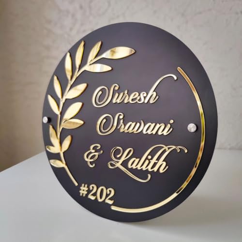 Image of DON'T JUDGE ME Home Entrance Name Plate, Name Plate for Home Entrance | Round Shape | Colour :-Gold And Black | Material:- MDF (16 INCHES)