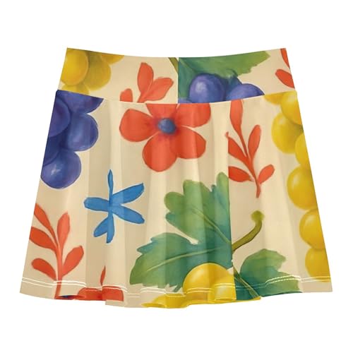 Athletic Shorts for Girls Skorts Toddlers Tennis Skirts Cheer Butterfly Skirt Purple Yellow Grapes Beige 3t2