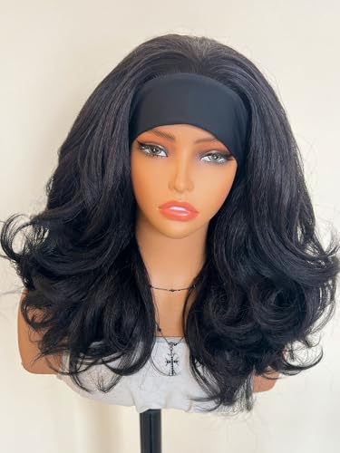 New Yaki Wave Headband Wig for Black Women Wear and Go, Natural B...