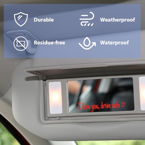 Image of Wevdn 3 PCS I Love You Drive Safe Sticker, Funny Waterproof Car Rearview Mirror Decal with Heart, Self Affirmations Sticker with Drive Safe Letters for Car Window Bumper Women Gift (Red)