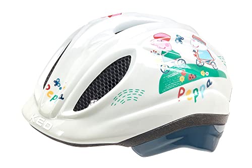 KED - Meggy Originals Schweinchen Peppa Boy - Fahrradhelm - weiß - 52-58 cm - inkl. RennMaxe Sicherheitsband - Jugendliche Kinder - MTB BMX City Cross