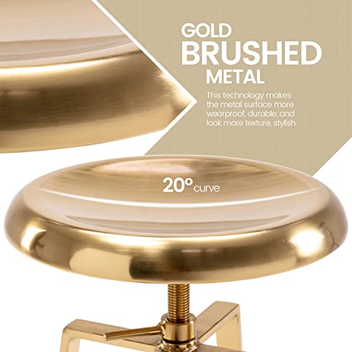Brage Living Atlas Industrial Bar Stools Set Of 2, Adjustable Swivel Four Legged Round Metal Barstools, Backless Counter Height Bar Chairs For Kitchen Dining (Gold) #TOP3