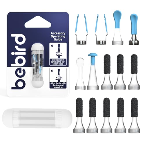 Offizielles BEBIRD Earsight-Originalzubehör 14-teiliges Ersatzspitzen-Set für Nass-/Trockenreinigung von Ohrenschmalz Kompatibel mit BEBIRD Earsight Plus & R1 Serie (Ohrlöffel-Zubehör)