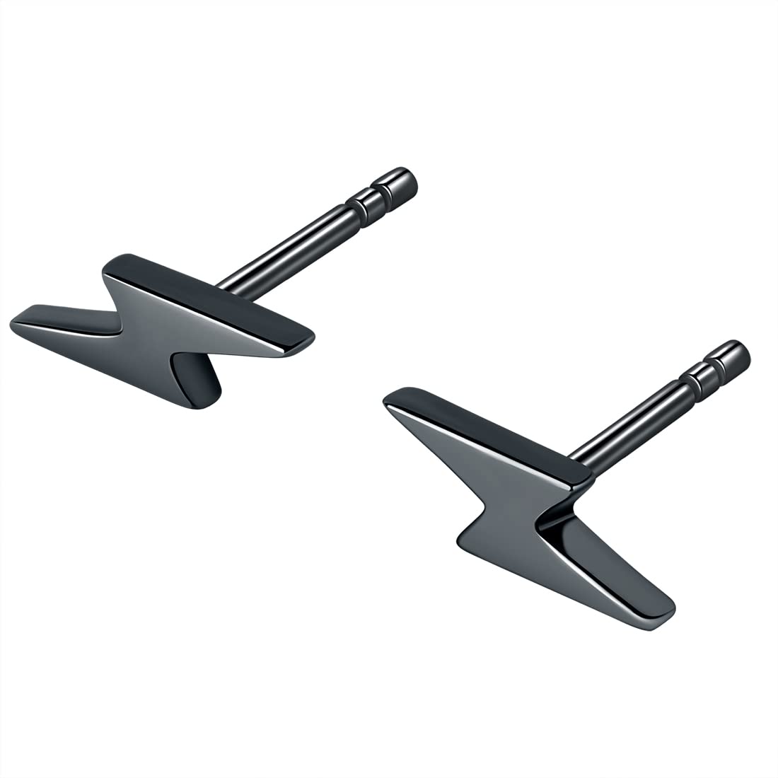 SA SILVERAGE925 Sterling Silver Black Celestial Lightning Stud Earrings for Women Silver Earrings for Cool Men