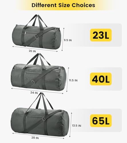 Vorspack Duffel Bag 28 Inches Foldable Lightweight Gym Bag with Inner Pocket for Travel Sports - Grey - Thumbnail 2