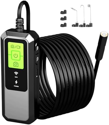 Endoscope Camera with Light, Industrial borescope with 8 Adjustable LED Lights, IP67 Waterproof USB Endoscope,16.4FT Semi-Rigid Sewer, Drain, Auto Engine Wireless Borescope Inspection Camera