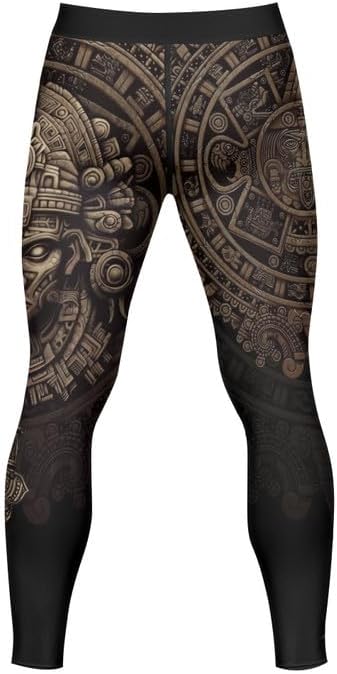 Aztec Men Jiu Jitsu Spats Grappling Tight-fit Compression Leggings for Men MMA BJJ Workout