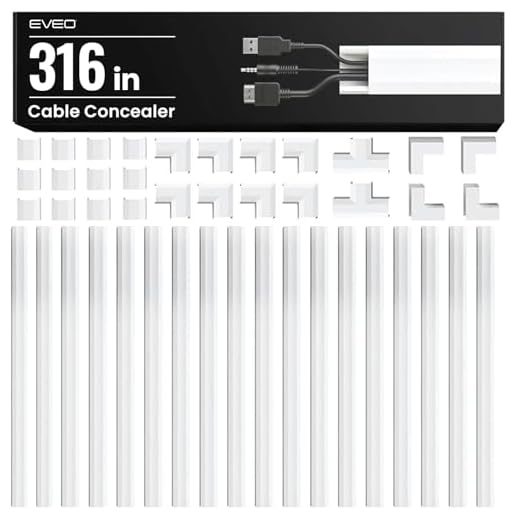 306” Cord Hider - Cord Cover Wall - Paintable Cable Concealer, Wire hiders for TV on Wall - Cable Management Cord Hider Wall Including Connectors & Adhesive Strips Cable Raceway - Cord Management